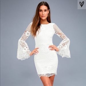 Lulus Angelisa white lace long sleeve white dress